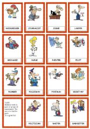 English Worksheet: JOBS MEMORY CARDS SET 2/2