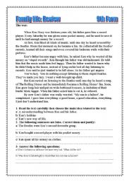 English Worksheet: Family life (module 1)    9th grade