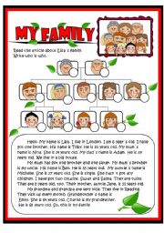 English Worksheet: My family 