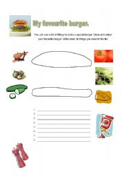 English Worksheet: My favourite burger