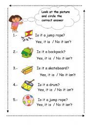 English Worksheet: is it a ...?