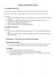 English worksheet: Definite and Indefinite articles , Determiners and future tenses : will and going to  ONLY EXPLANATIONS!!!