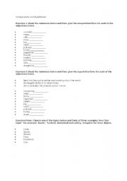 English worksheet: comparative and superlative exercises