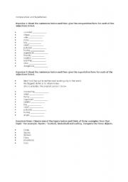 English Worksheet: comparative and superlative exercises