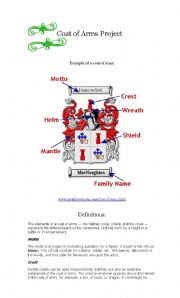 English Worksheet: Coat of Arms Project