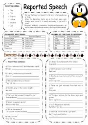 English Worksheet: REPORTED SPEECH EXERCISES