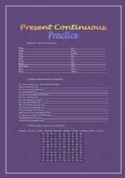 English worksheet: Present Continuous Practice