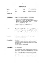 English Worksheet: Prepositions of Place