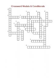 English Worksheet: Modal Crossword