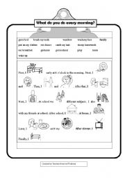 English Worksheet: What do you do every morning?