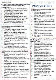 English Worksheet: PASSIVE VOICE