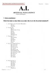 English Worksheet: A.I. Teaser