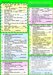 English Worksheet: PREPOSITIONS