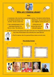 English Worksheet: Who am I thinking about?