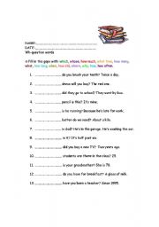 English Worksheet: Question words practice