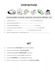 English worksheet: idioms around food