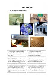 English Worksheet: Save the planet 1