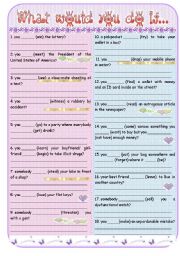 English Worksheet: Second Conditional - Speaking and Grammar, B&W