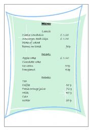 English Worksheet: At the caf