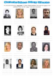 English Worksheet: Celebrities mugshots - past probability (modals: must / may/ might have + past participle)