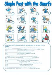 English Worksheet: Simple Past with the Smurfs