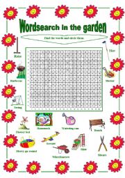 English Worksheet: Wordsearch in the garden