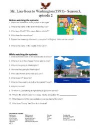 English Worksheet: Mr. Lisa goes to Washington (Simpsons, Season 3) - worksheet