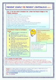 PRESENT SIMPLE  VS  PRESENT CONTINUOUS WS.