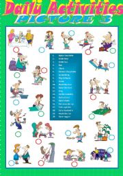 English Worksheet: Daily Activities - Matching 3