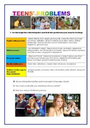 English Worksheet: Conversation/Writing-TEENS WORLD /TEENS PROBLEMS