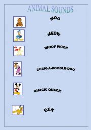 English worksheet: ANIMAL SOUNDS