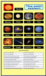 English Worksheet: The solar system