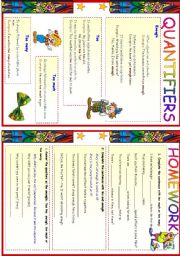 English Worksheet: Quantifiers- too many, too much, Enough, too