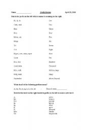 English Worksheet: Prefixes and Suffixes