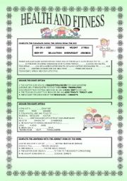 English worksheet: HEALTH AND FITNESS