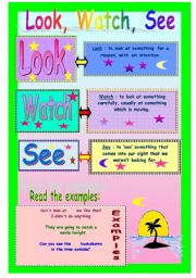 English Worksheet: Look, Watch, See