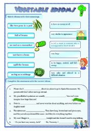 English Worksheet: idioms 2 - vegetable idioms