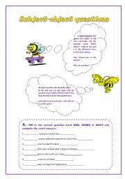 English Worksheet: Subject-object questions