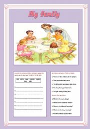 English Worksheet: My family