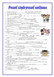 English Worksheet: Present simple-continuous