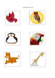 English Worksheet: Animal memory game