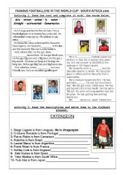 English Worksheet: Footballers in focus