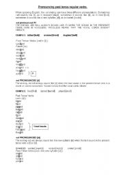 English Worksheet: pronouncing regular past tense verbs, ed endings. 