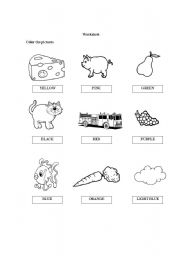 English Worksheet: color and family