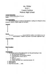 English worksheet: Course Outline