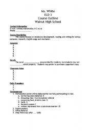 English Worksheet: Course Outline