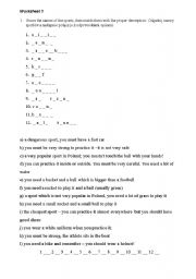 English worksheet: Missing letters and matching exercise