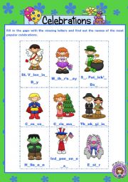 English Worksheet: CELEBRATIONS