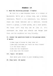 English Worksheet: 10 sheets for oral test - suggested topic included