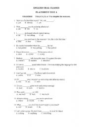 English Worksheet: PLACEMENT TEST (vocabulary, grammar, writing)